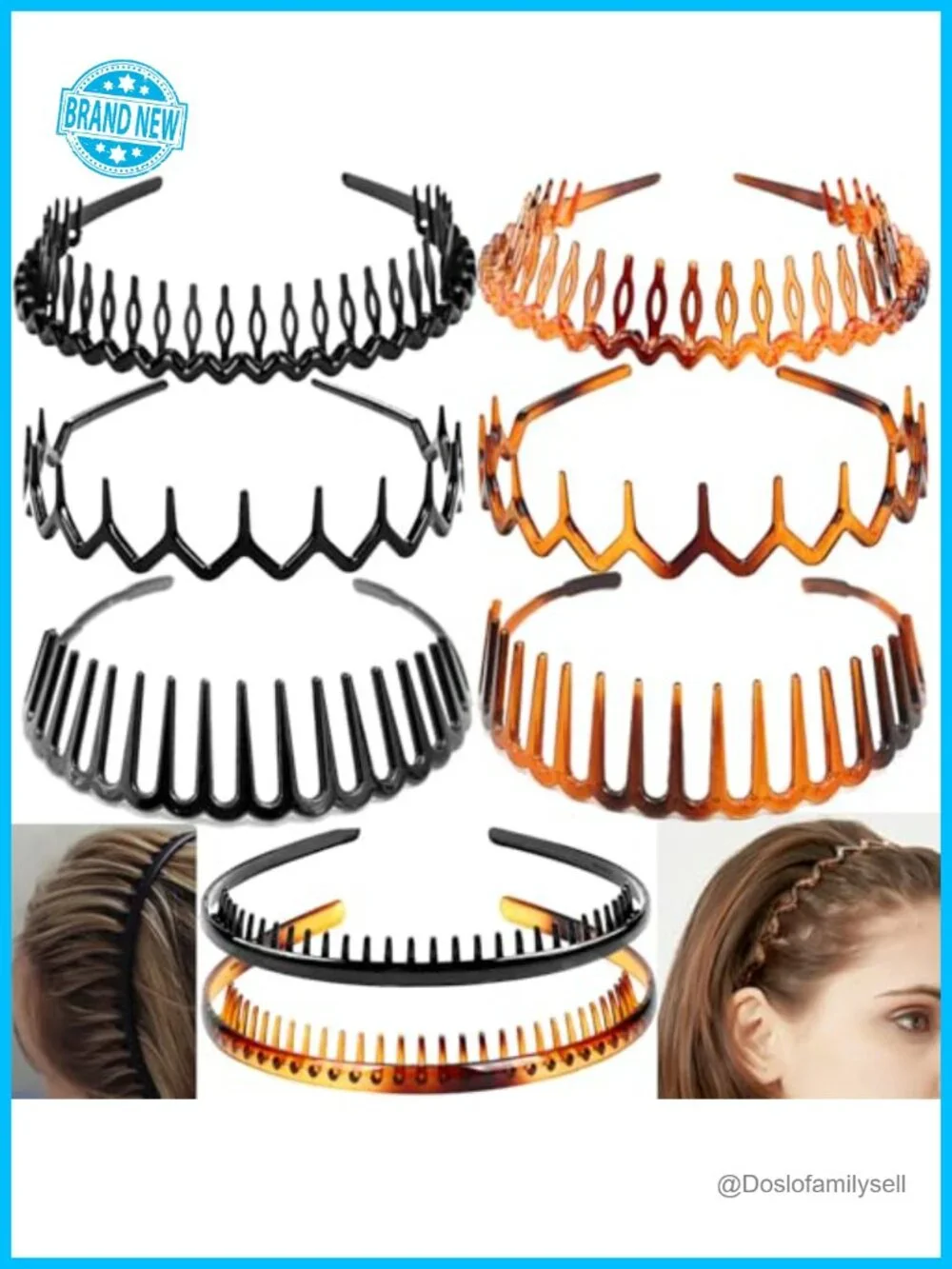 8 Pack Plastic Headbands with Teeth Comb Non Slip Hair Accessories for Women Men